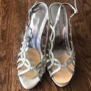 Gold sequin strappy stilettos